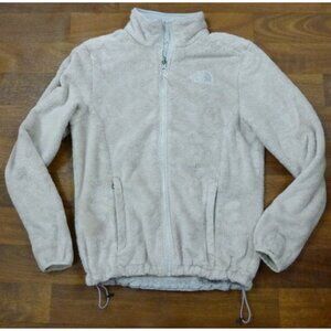 The North Face Full Zip Jacket Tan Soft Fuzzy Fleece Drawstring Waist Women's S
